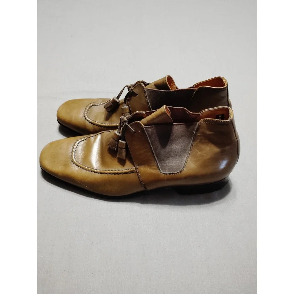 RL Rosetti Made In Italy For Battaglia Men‎ OLIVE BROWN Tassel Tie Shoe Boot 8.5